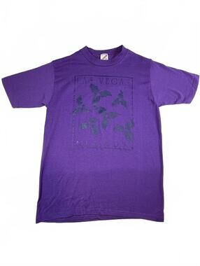 Rare Misprint Vintage 90s Las Vegas Montana Tourist Tee Purple Jerzees Graphic